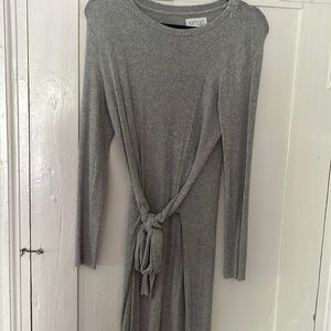 NWOT velvet brand gray ribbed belted dress